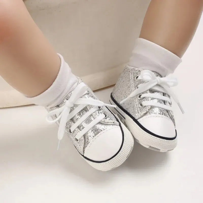 Meckior New Baby Flash Canvas Sneakers Baby Boys Girls Sports Shoes