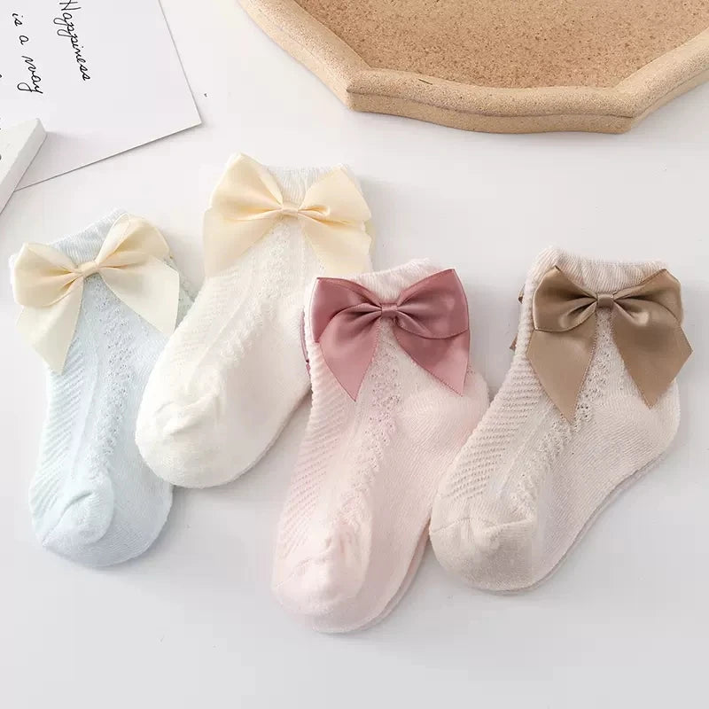 3 Pairs Summer Baby Mesh Socks Bowknot Soft Cotton Newborn Sock